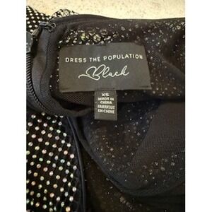 NWOT Dress The Population Black Rhinestone Long Sleeve Mini‎ Dress